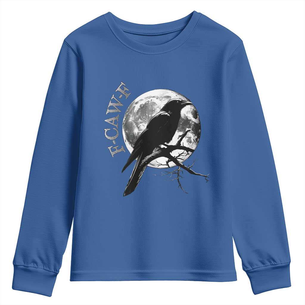 Funny F Caw F Youth Sweatshirt Black Crow Moon Gothic Adult Humor - Wonder Print Shop