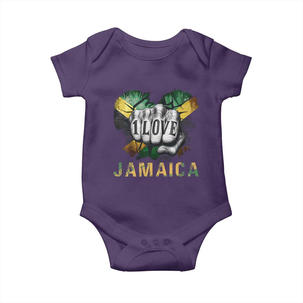 Jamaica One Love Baby Onesie Rasta Reggae Punching Hand Jamaican Flag - Wonder Print Shop