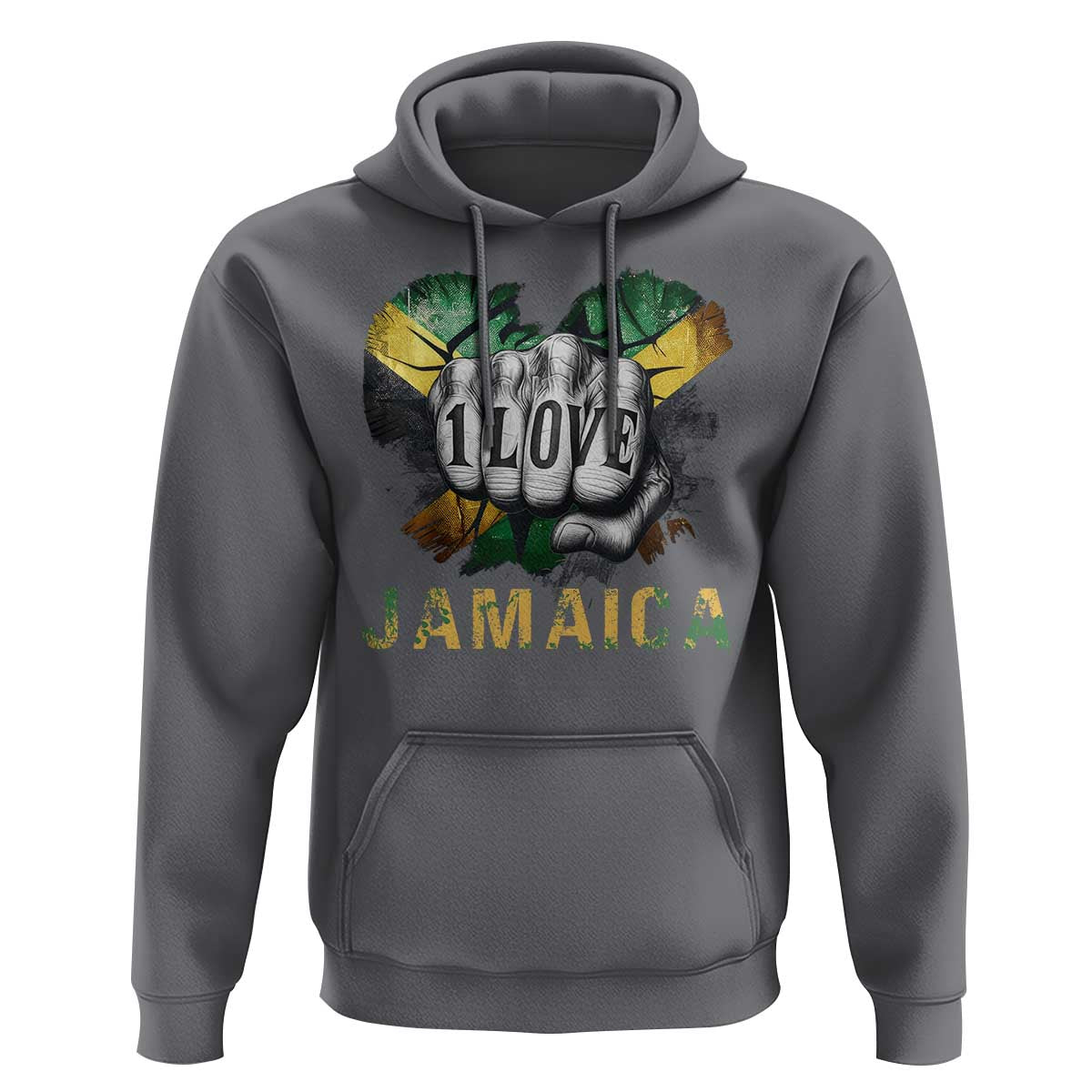 Jamaica One Love Hoodie Rasta Reggae Punching Hand Jamaican Flag - Wonder Print Shop