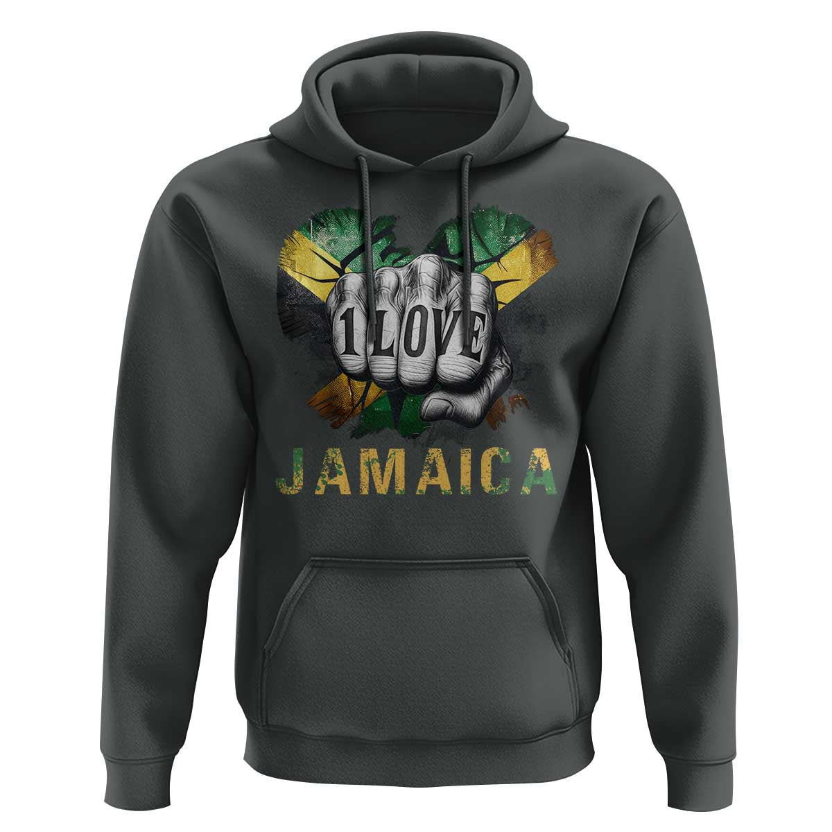 Jamaica One Love Hoodie Rasta Reggae Punching Hand Jamaican Flag - Wonder Print Shop