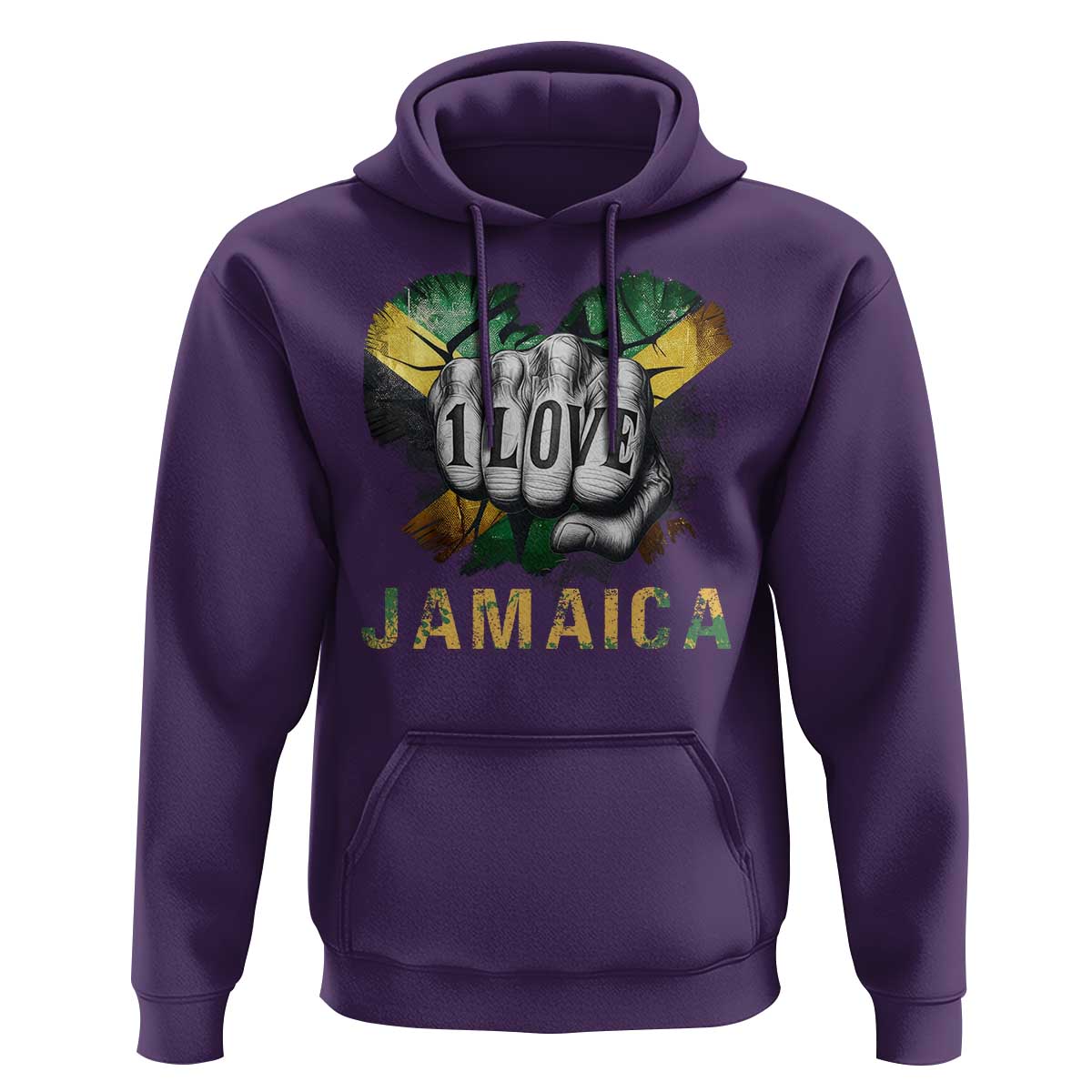 Jamaica One Love Hoodie Rasta Reggae Punching Hand Jamaican Flag - Wonder Print Shop
