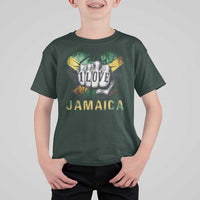 Jamaica One Love T Shirt For Kid Rasta Reggae Punching Hand Jamaican Flag - Wonder Print Shop