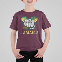 Jamaica One Love T Shirt For Kid Rasta Reggae Punching Hand Jamaican Flag - Wonder Print Shop