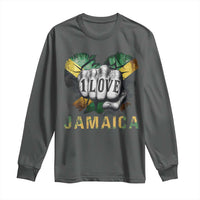 Jamaica One Love Long Sleeve Shirt Rasta Reggae Punching Hand Jamaican Flag - Wonder Print Shop