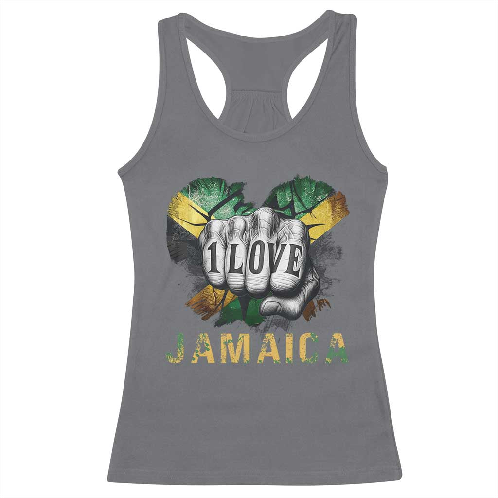 Jamaica One Love Racerback Tank Top Rasta Reggae Punching Hand Jamaican Flag - Wonder Print Shop