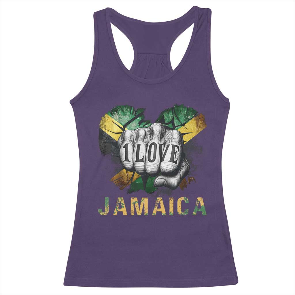 Jamaica One Love Racerback Tank Top Rasta Reggae Punching Hand Jamaican Flag - Wonder Print Shop
