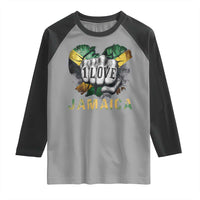 Jamaica One Love Raglan Shirt Rasta Reggae Punching Hand Jamaican Flag - Wonder Print Shop