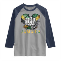 Jamaica One Love Raglan Shirt Rasta Reggae Punching Hand Jamaican Flag - Wonder Print Shop