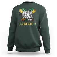 Jamaica One Love Sweatshirt Rasta Reggae Punching Hand Jamaican Flag - Wonder Print Shop