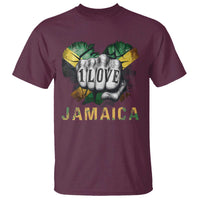Jamaica One Love T Shirt Rasta Reggae Punching Hand Jamaican Flag - Wonder Print Shop