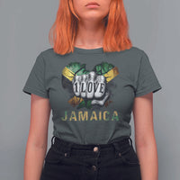 Jamaica One Love T Shirt For Women Rasta Reggae Punching Hand Jamaican Flag - Wonder Print Shop