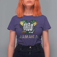Jamaica One Love T Shirt For Women Rasta Reggae Punching Hand Jamaican Flag - Wonder Print Shop