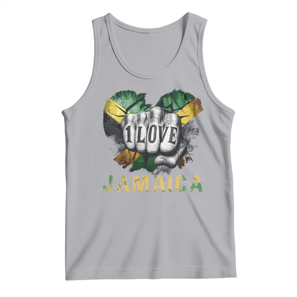 Jamaica One Love Tank Top Rasta Reggae Punching Hand Jamaican Flag - Wonder Print Shop