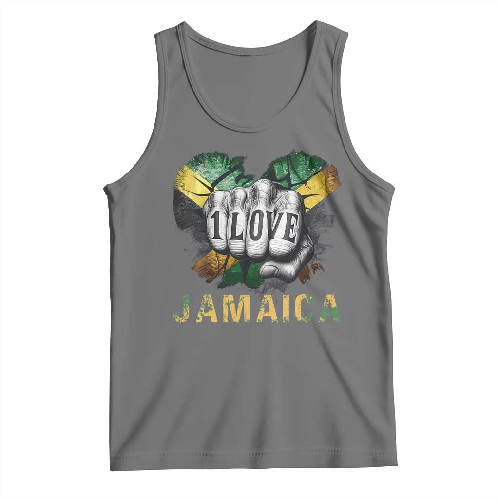 Jamaica One Love Tank Top Rasta Reggae Punching Hand Jamaican Flag - Wonder Print Shop