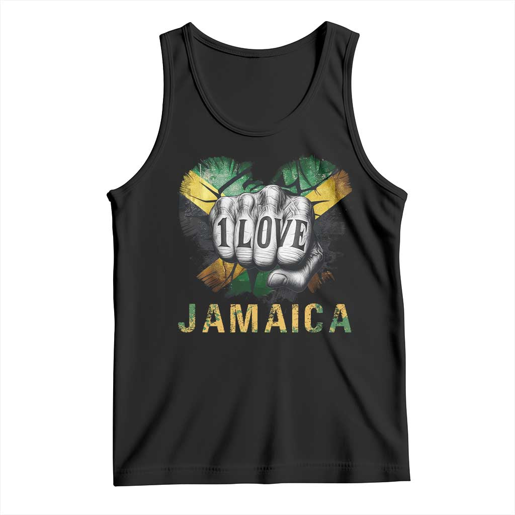 Jamaica One Love Tank Top Rasta Reggae Punching Hand Jamaican Flag - Wonder Print Shop