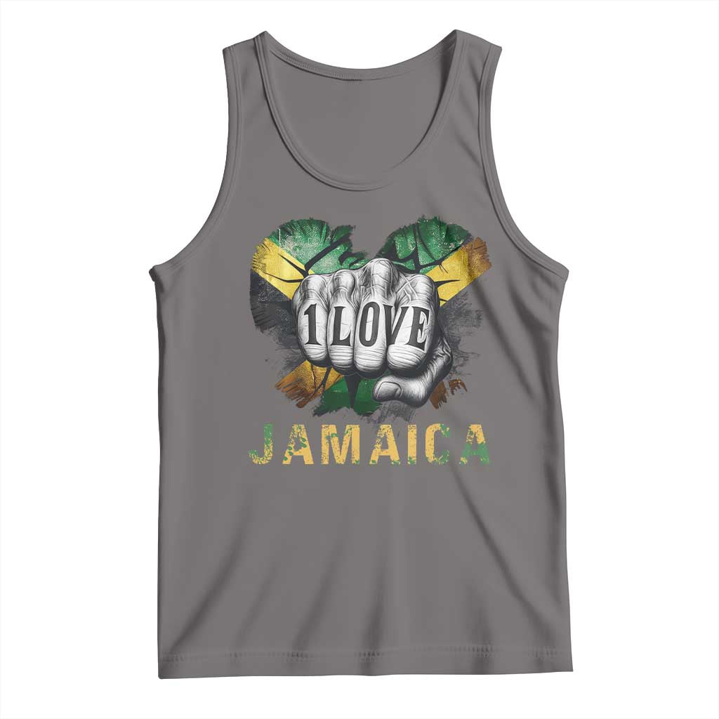 Jamaica One Love Tank Top Rasta Reggae Punching Hand Jamaican Flag - Wonder Print Shop