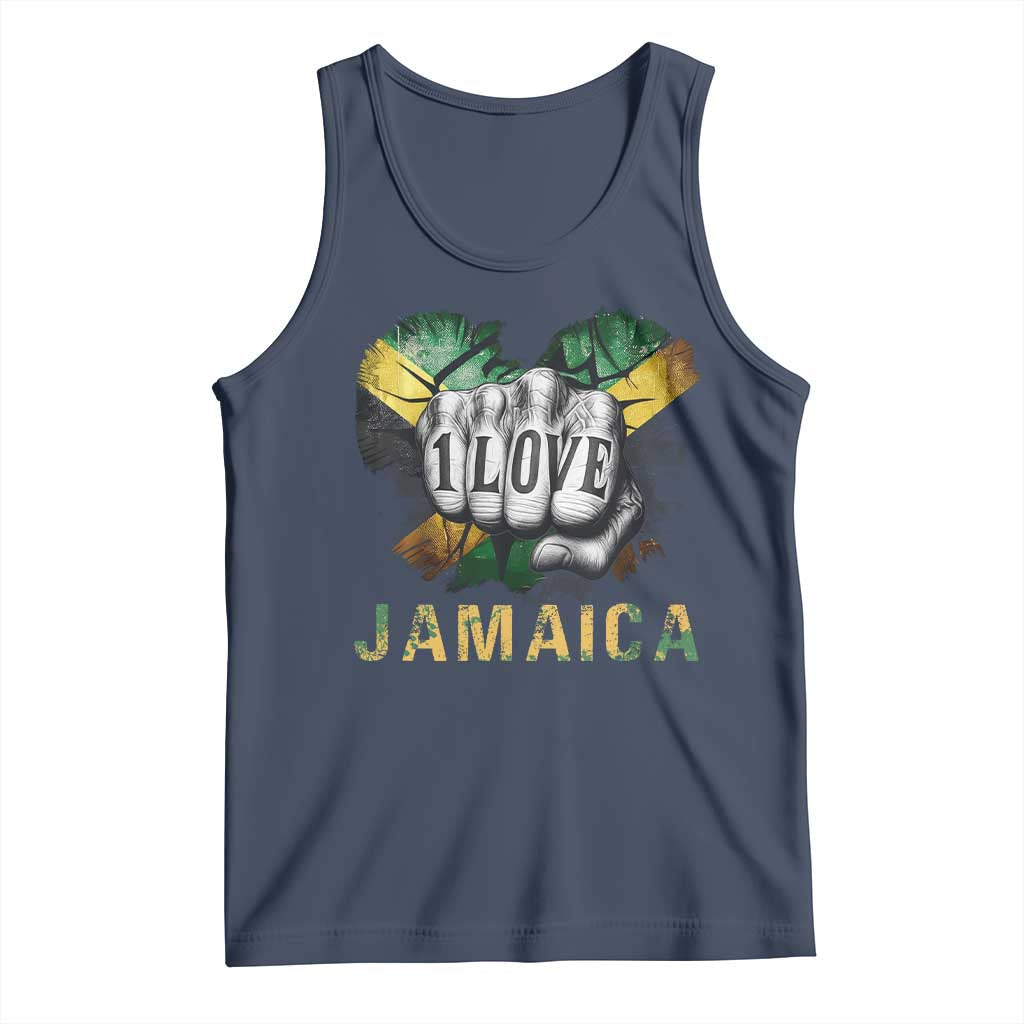 Jamaica One Love Tank Top Rasta Reggae Punching Hand Jamaican Flag - Wonder Print Shop