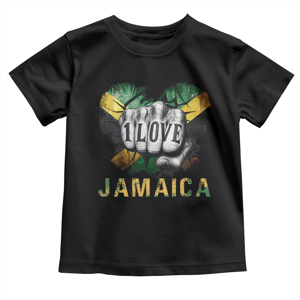 Jamaica One Love Toddler T Shirt Rasta Reggae Punching Hand Jamaican Flag - Wonder Print Shop