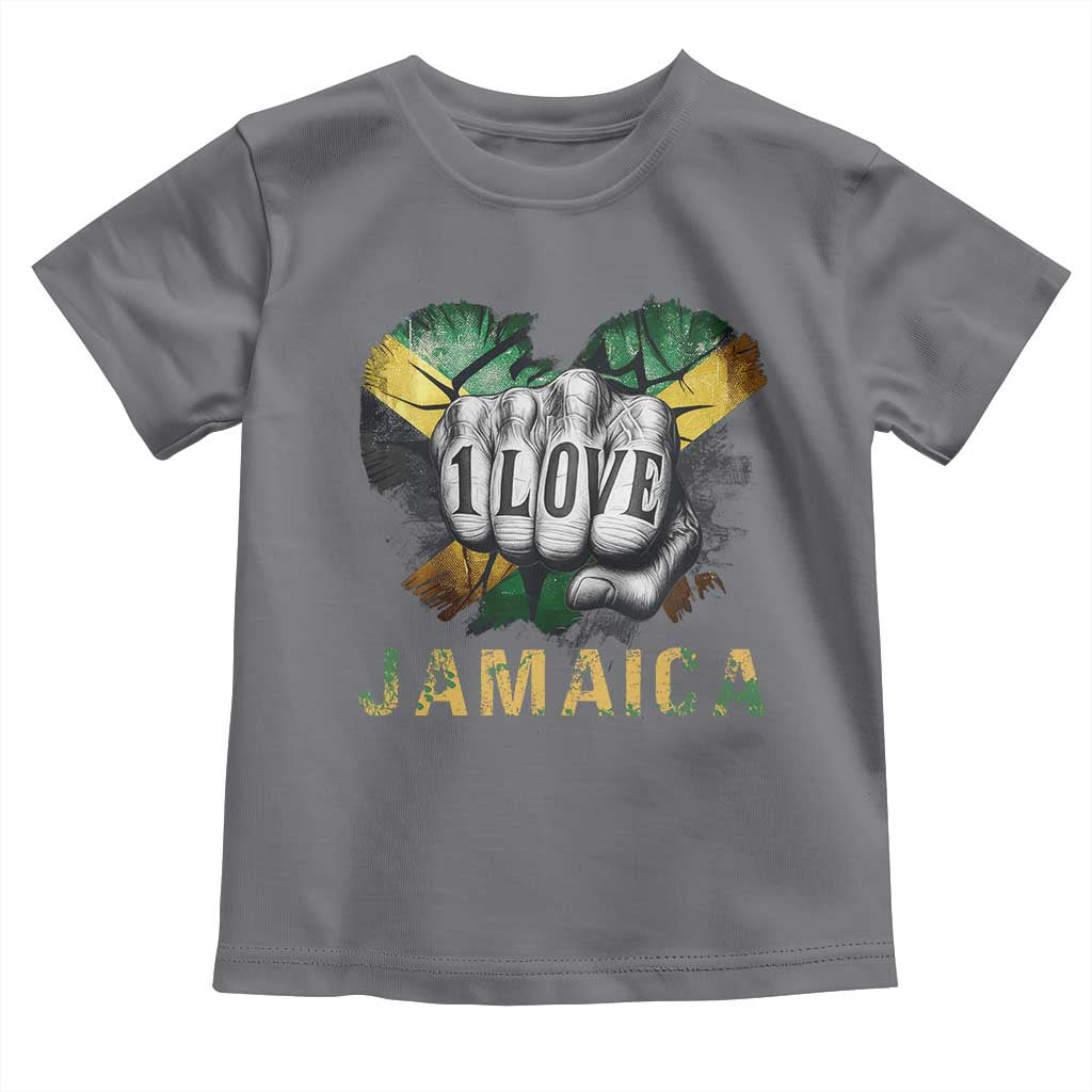 Jamaica One Love Toddler T Shirt Rasta Reggae Punching Hand Jamaican Flag - Wonder Print Shop