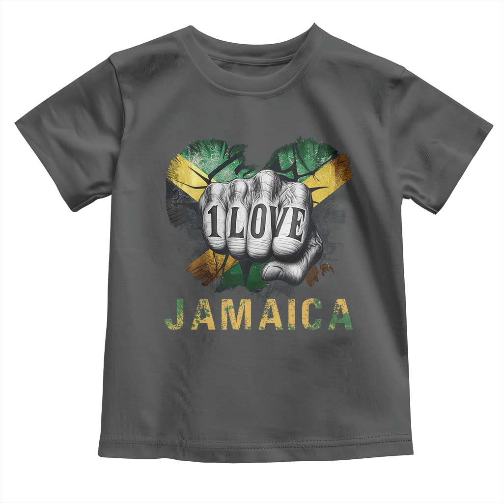 Jamaica One Love Toddler T Shirt Rasta Reggae Punching Hand Jamaican Flag - Wonder Print Shop