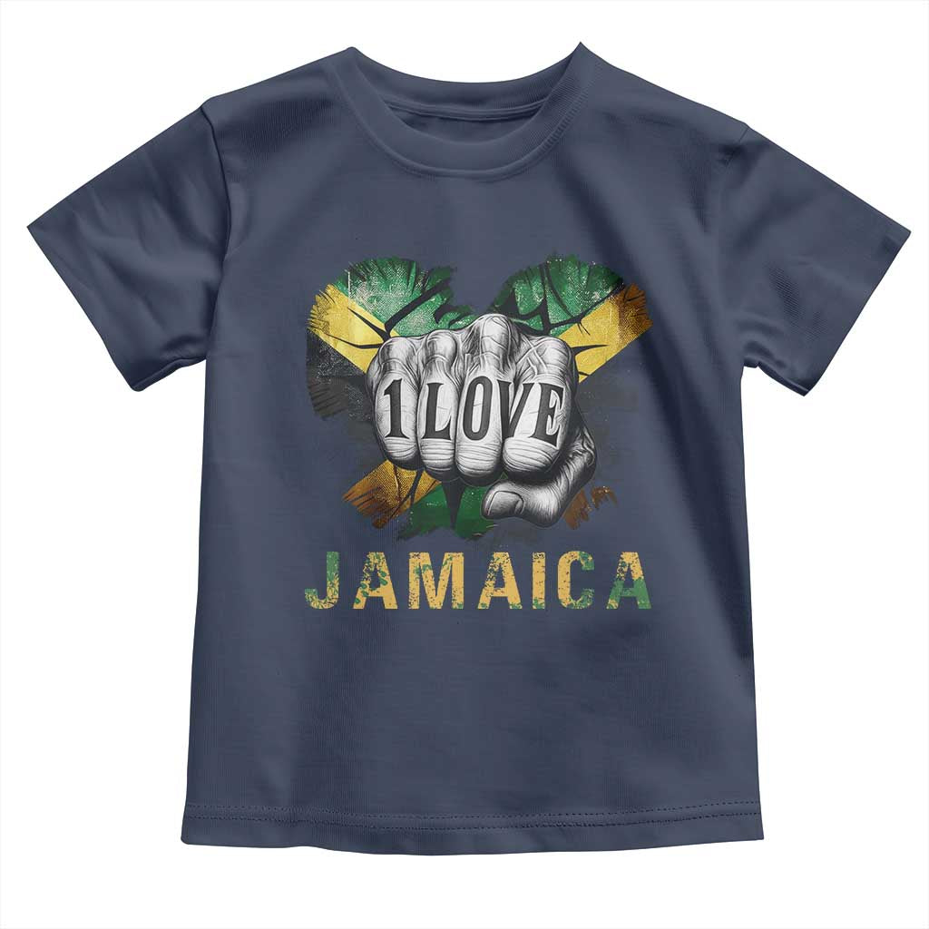 Jamaica One Love Toddler T Shirt Rasta Reggae Punching Hand Jamaican Flag - Wonder Print Shop