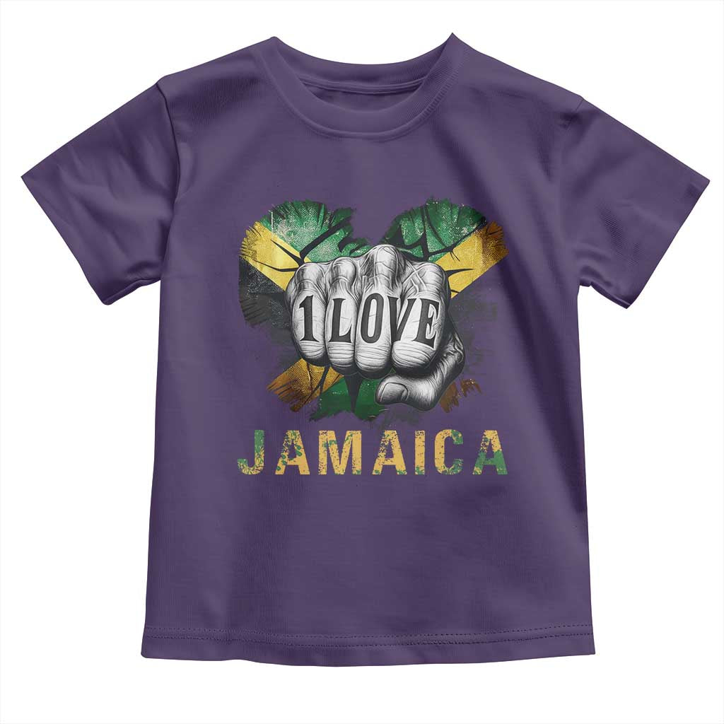 Jamaica One Love Toddler T Shirt Rasta Reggae Punching Hand Jamaican Flag - Wonder Print Shop