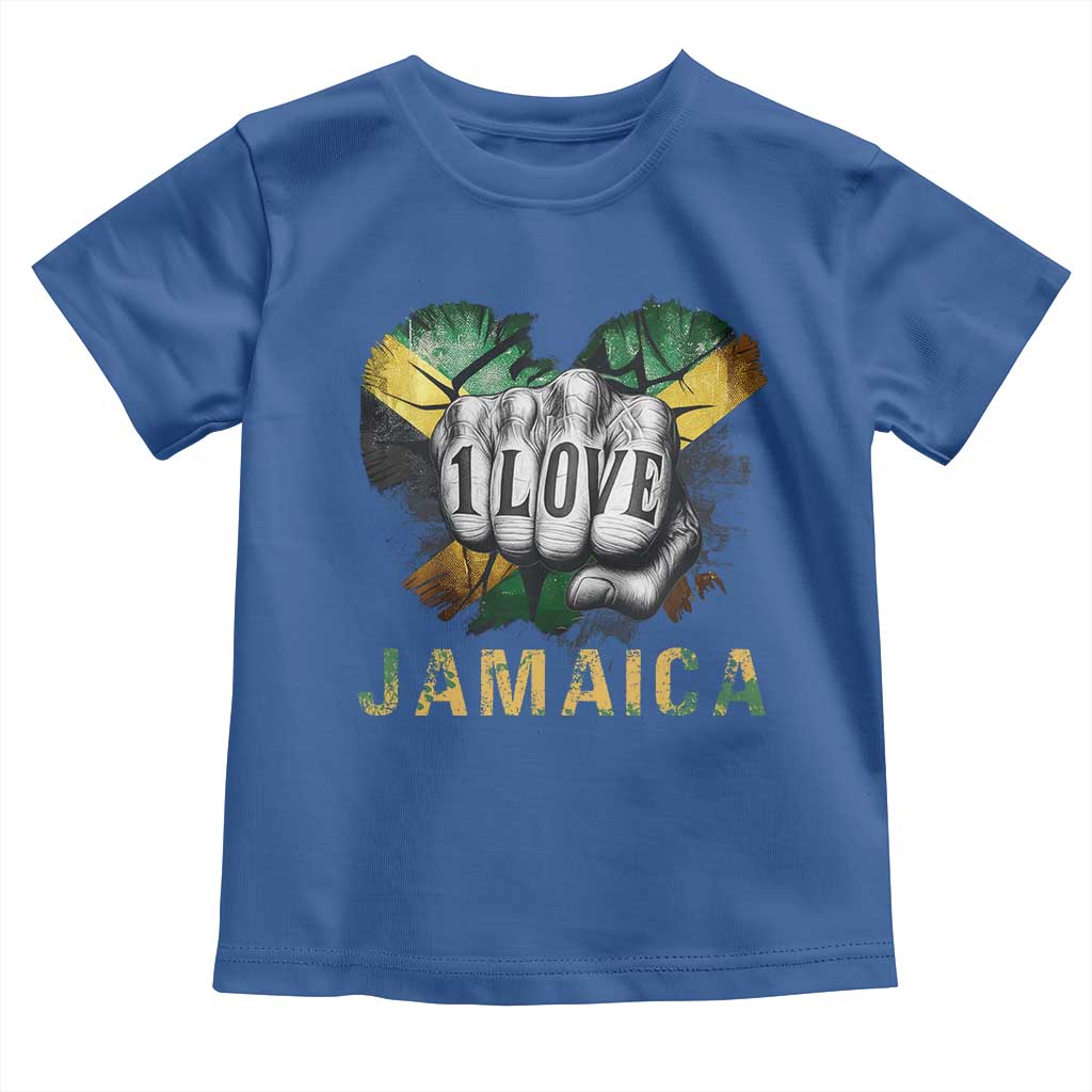 Jamaica One Love Toddler T Shirt Rasta Reggae Punching Hand Jamaican Flag - Wonder Print Shop