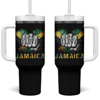 Jamaica One Love Tumbler With Handle Rasta Reggae Punching Hand Jamaican Flag - Wonder Print Shop