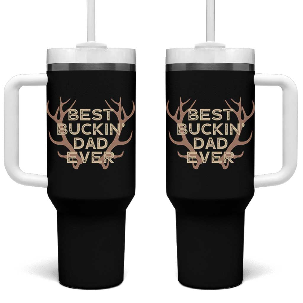Funny Best Buckin Dad Ever Tumbler With Handle Deer Hunting Father's Day - Wonder Print Shop