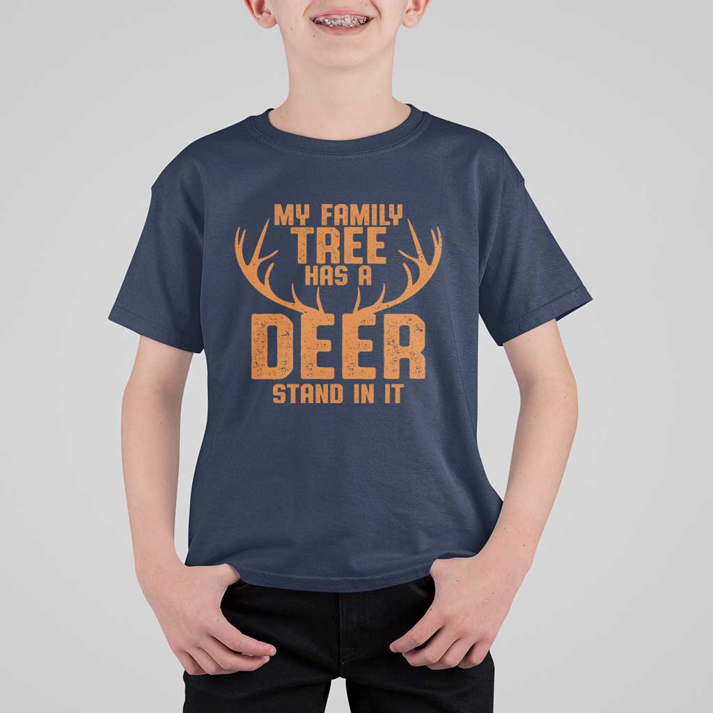 Funny My Family Tree Has A Deer Stand In It T Shirt For Kid Deer Hunting - Wonder Print Shop