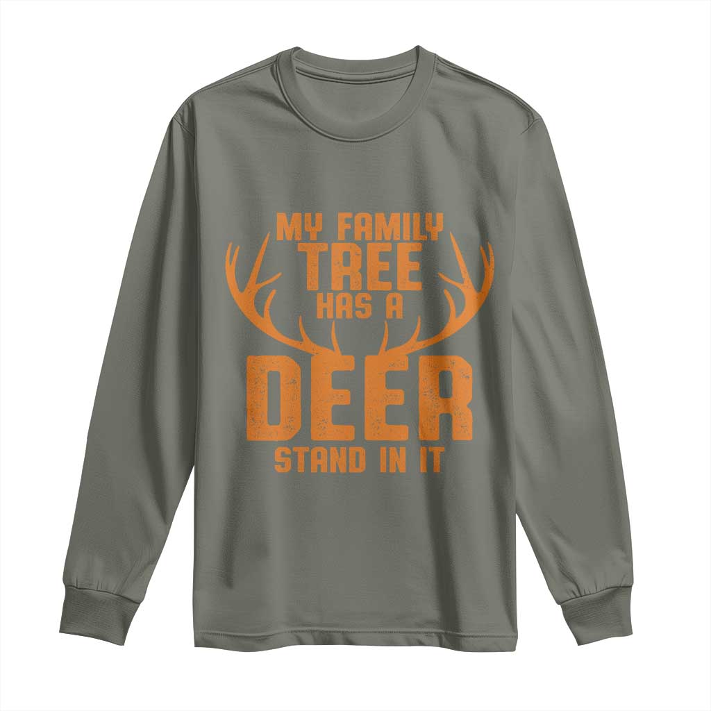 Funny My Family Tree Has A Deer Stand In It Long Sleeve Shirt Deer Hunting - Wonder Print Shop
