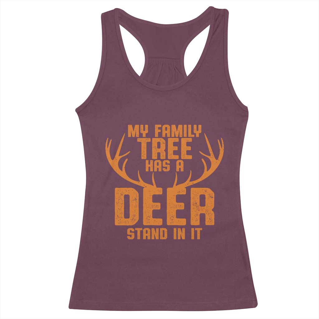 Funny My Family Tree Has A Deer Stand In It Racerback Tank Top Deer Hunting - Wonder Print Shop