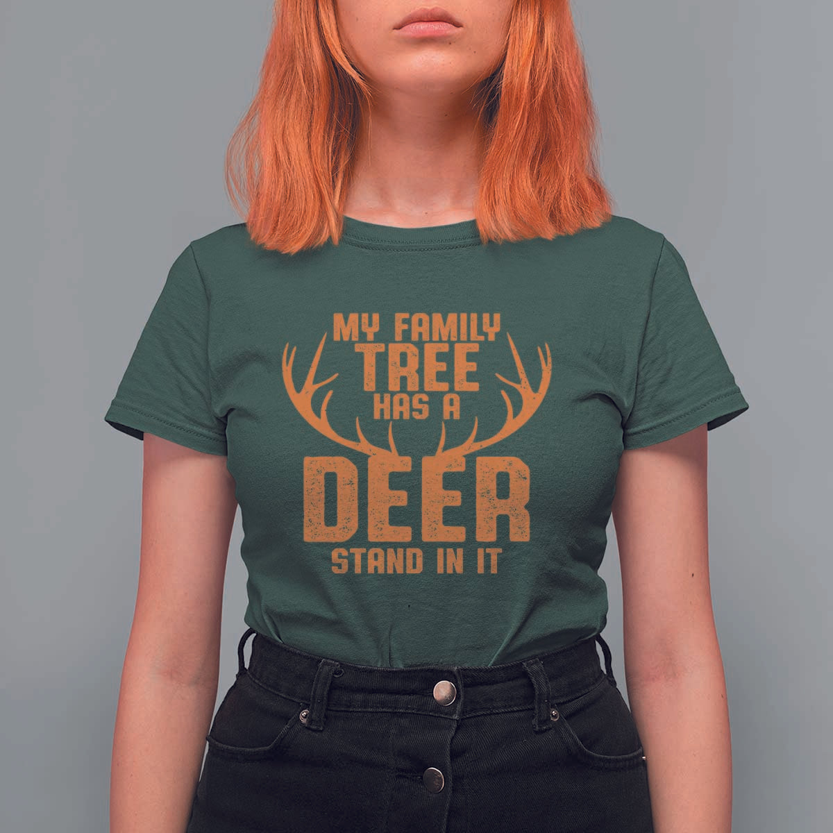 Funny My Family Tree Has A Deer Stand In It T Shirt For Women Deer Hunting - Wonder Print Shop