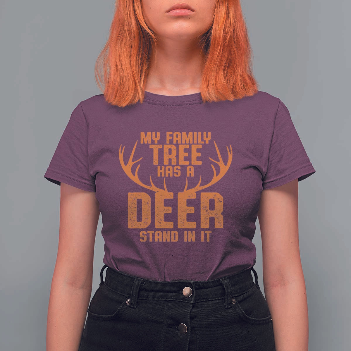 Funny My Family Tree Has A Deer Stand In It T Shirt For Women Deer Hunting - Wonder Print Shop