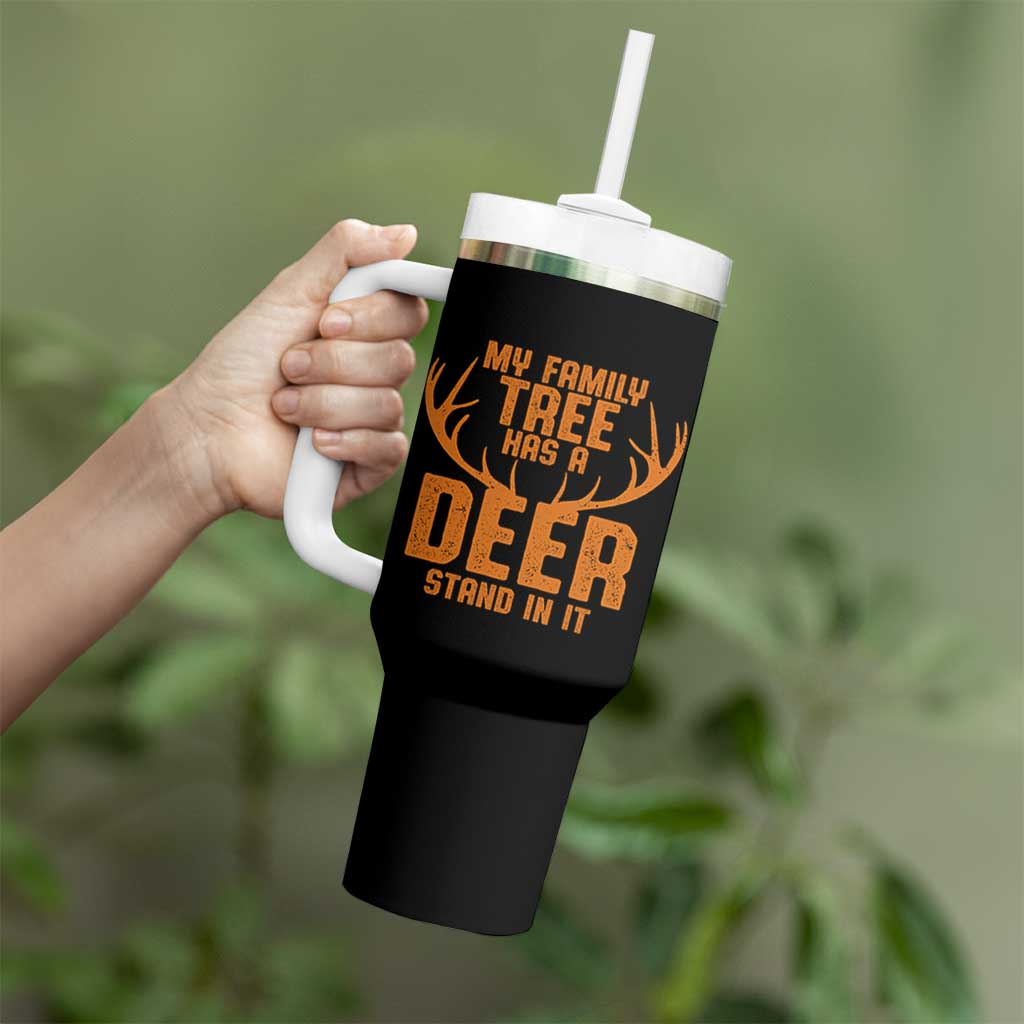 Funny My Family Tree Has A Deer Stand In It Tumbler With Handle Deer Hunting - Wonder Print Shop