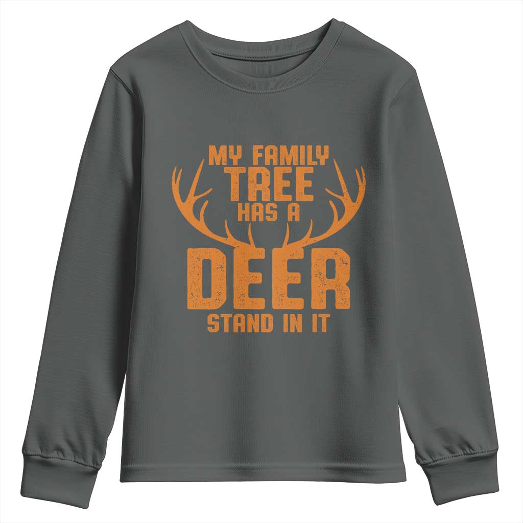 Funny My Family Tree Has A Deer Stand In It Youth Sweatshirt Deer Hunting - Wonder Print Shop
