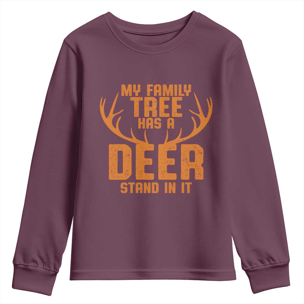 Funny My Family Tree Has A Deer Stand In It Youth Sweatshirt Deer Hunting - Wonder Print Shop