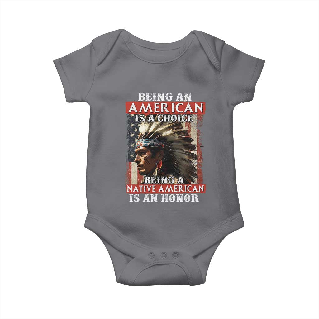 Being An American Is A Choice Being A Native American Is An Honor Baby Onesie USA Flag - Wonder Print Shop