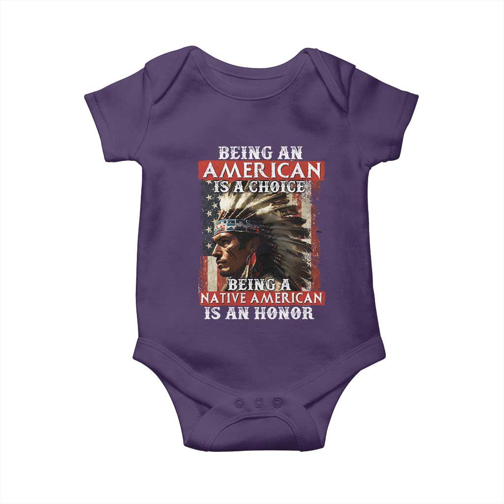 Being An American Is A Choice Being A Native American Is An Honor Baby Onesie USA Flag - Wonder Print Shop