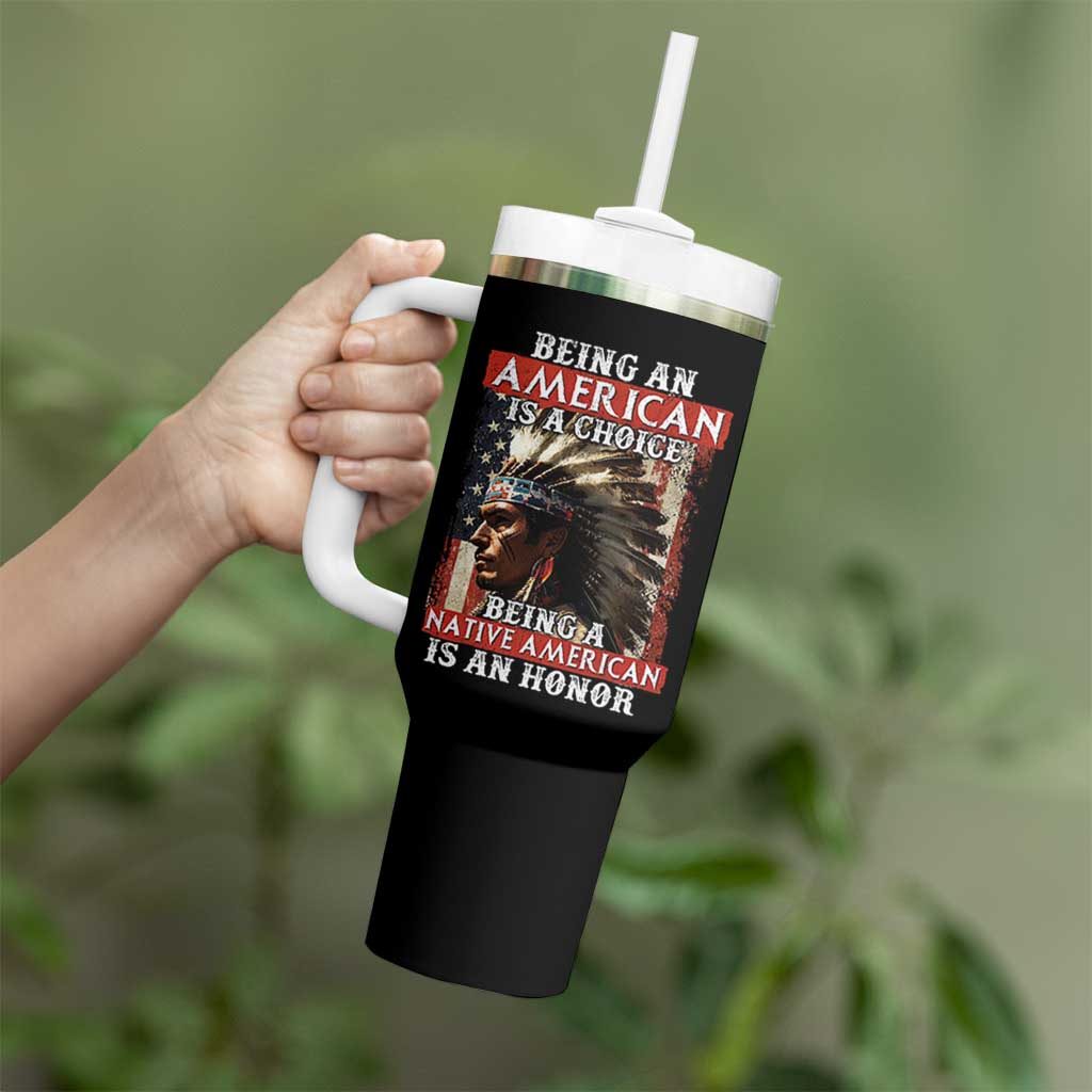 Being An American Is A Choice Being A Native American Is An Honor Tumbler With Handle USA Flag - Wonder Print Shop