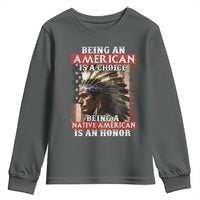 Being An American Is A Choice Being A Native American Is An Honor Youth Sweatshirt USA Flag - Wonder Print Shop