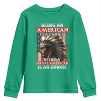 Being An American Is A Choice Being A Native American Is An Honor Youth Sweatshirt USA Flag - Wonder Print Shop