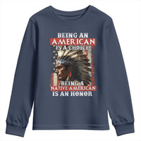 Being An American Is A Choice Being A Native American Is An Honor Youth Sweatshirt USA Flag - Wonder Print Shop