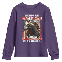 Being An American Is A Choice Being A Native American Is An Honor Youth Sweatshirt USA Flag - Wonder Print Shop