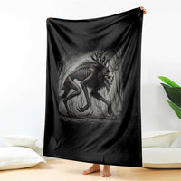 Wendigo Monster Throw Blanket Skinwalker Night Stroll Cryptid Dark Forest - Wonder Print Shop