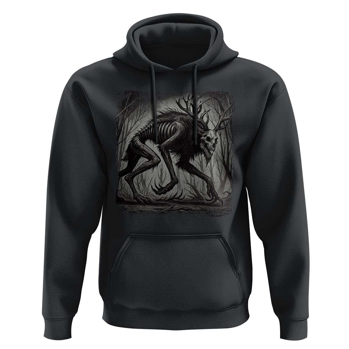 Wendigo Monster Hoodie Skinwalker Night Stroll Cryptid Dark Forest - Wonder Print Shop