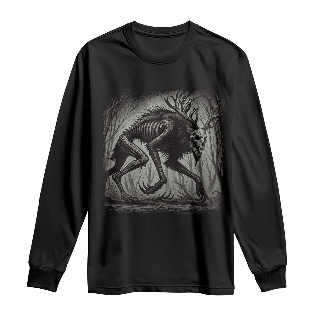 Wendigo Monster Long Sleeve Shirt Skinwalker Night Stroll Cryptid Dark Forest - Wonder Print Shop