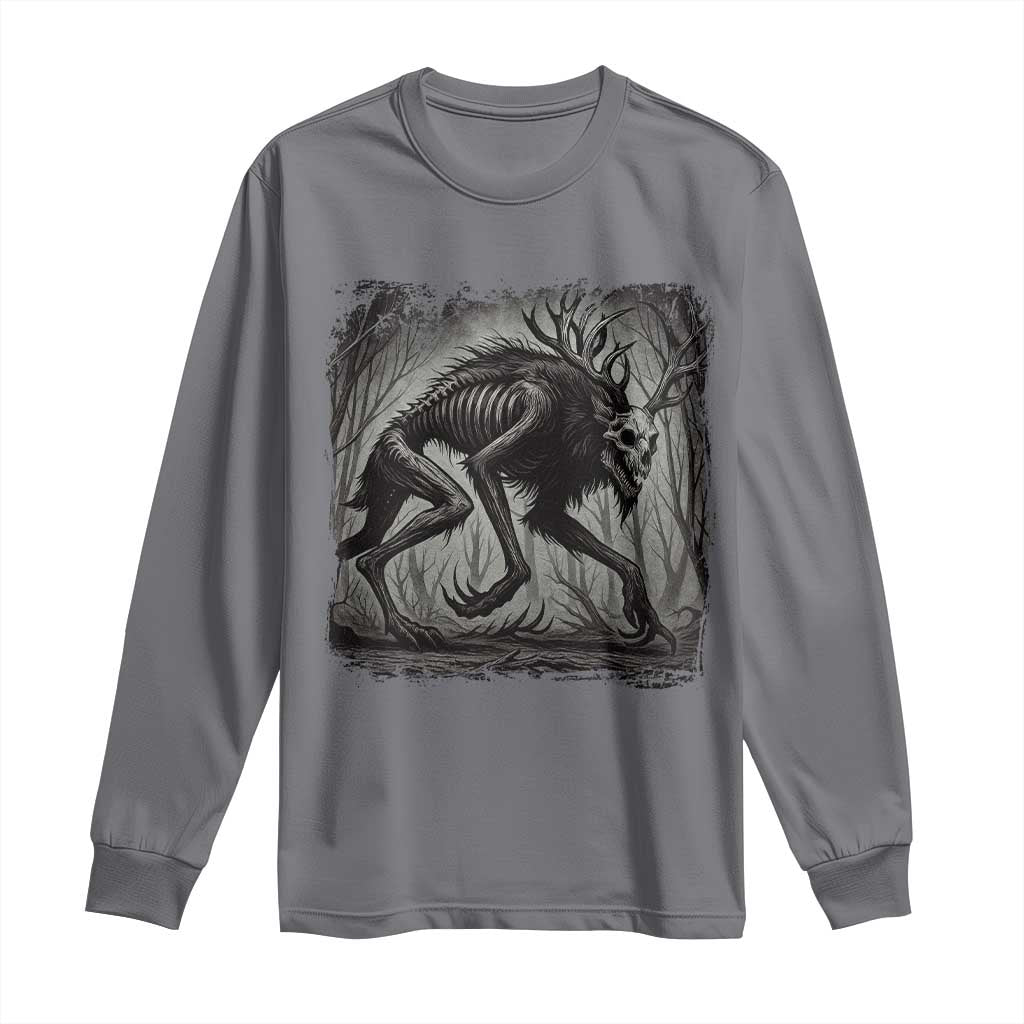 Wendigo Monster Long Sleeve Shirt Skinwalker Night Stroll Cryptid Dark Forest - Wonder Print Shop