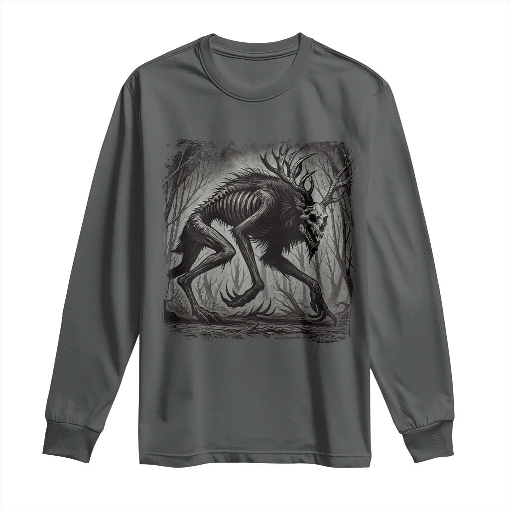 Wendigo Monster Long Sleeve Shirt Skinwalker Night Stroll Cryptid Dark Forest - Wonder Print Shop
