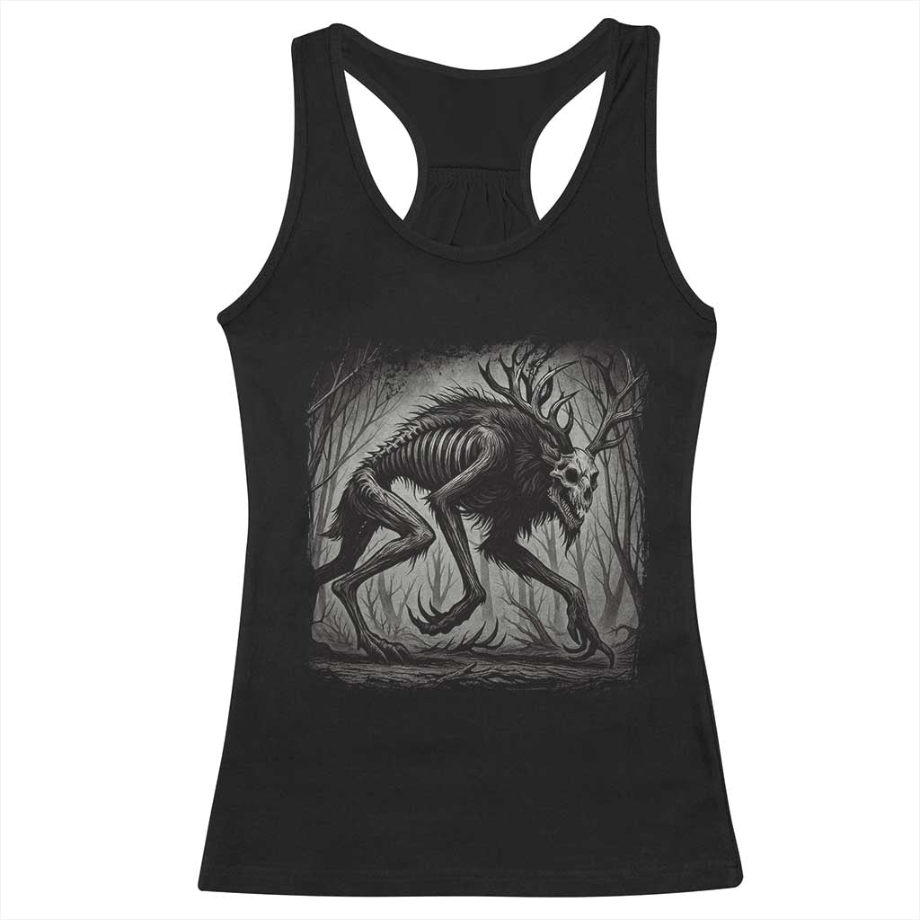 Wendigo Monster Racerback Tank Top Skinwalker Night Stroll Cryptid Dark Forest - Wonder Print Shop